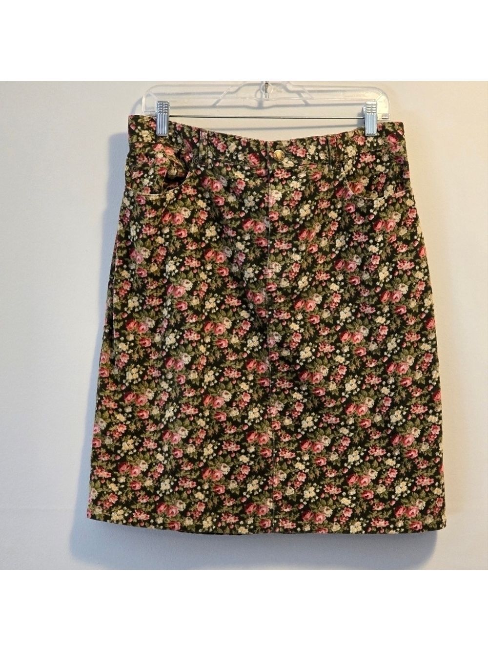 Vintage Jones New York sport floral mini corduroy streched skirt